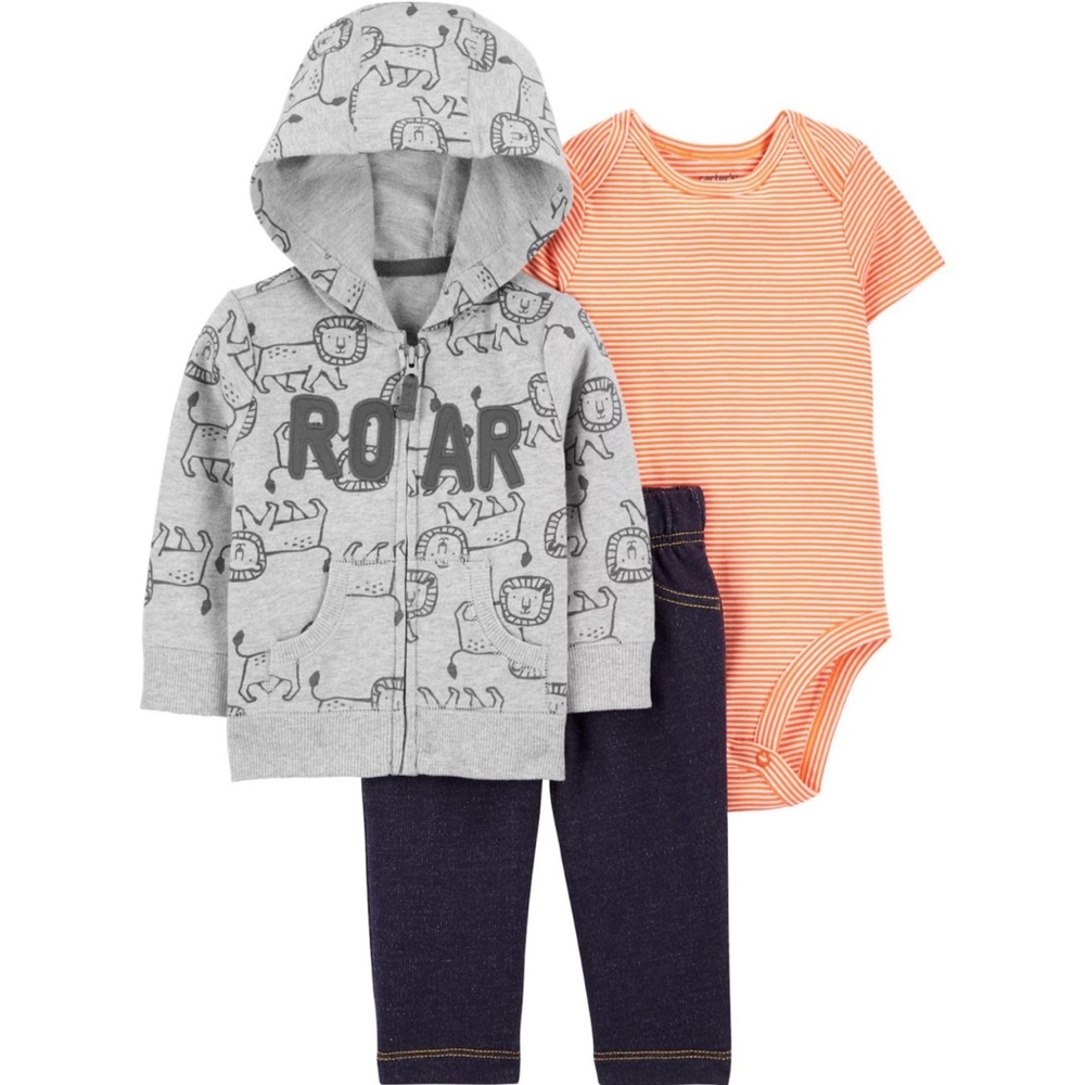 Baby Boy Carter's 3-Piece Roar Little Jacket, Bodysuit & Pants Set - 6M